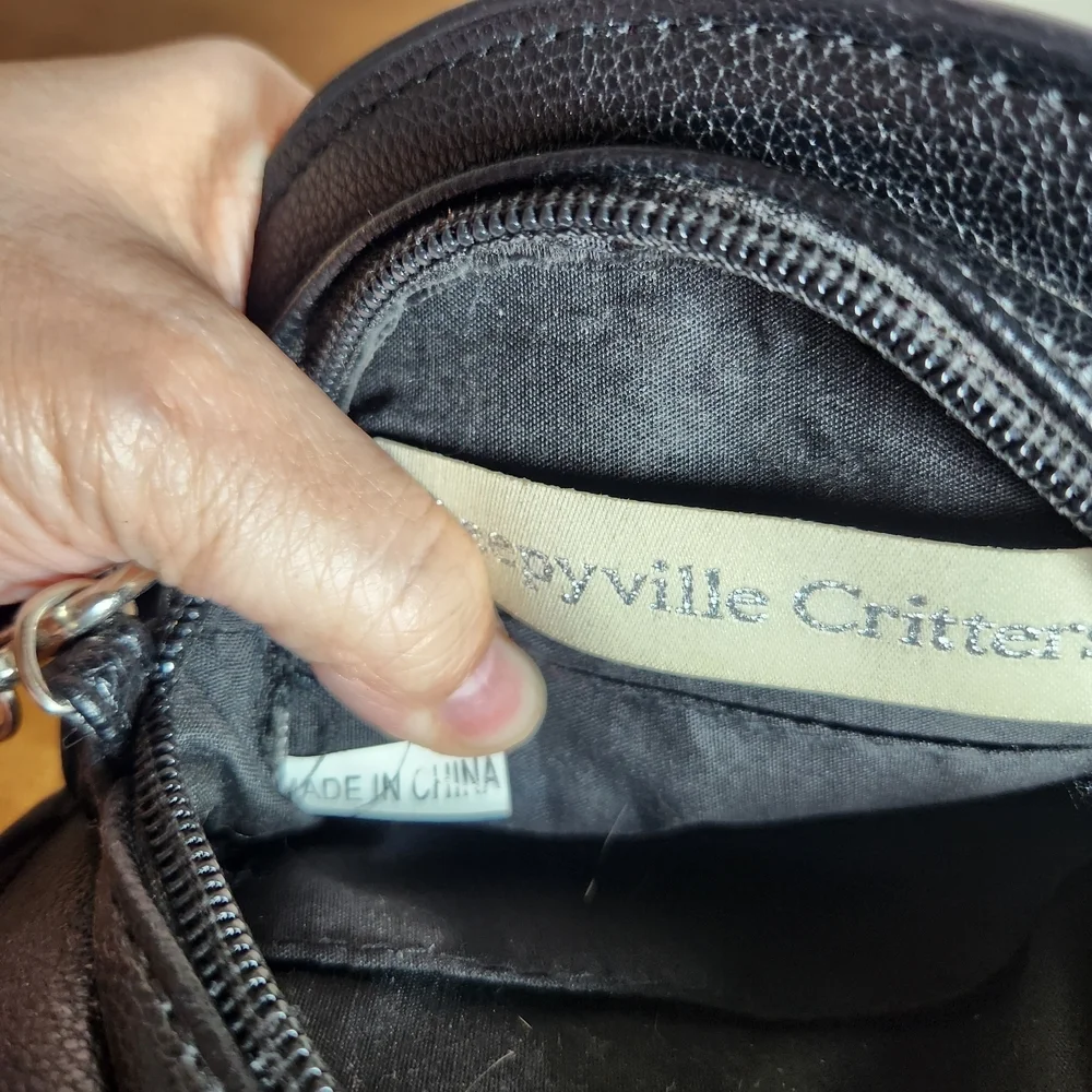 Sleepyville Critters Leather Brown Bear With Bees Kids Crossbody Purse 8 1/2